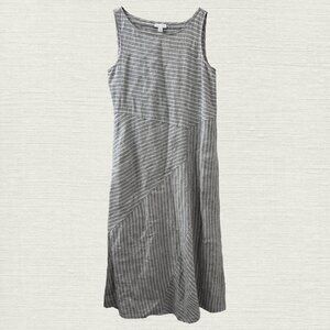 J. Jill Love Linen sleeveless striped midi coastal size S